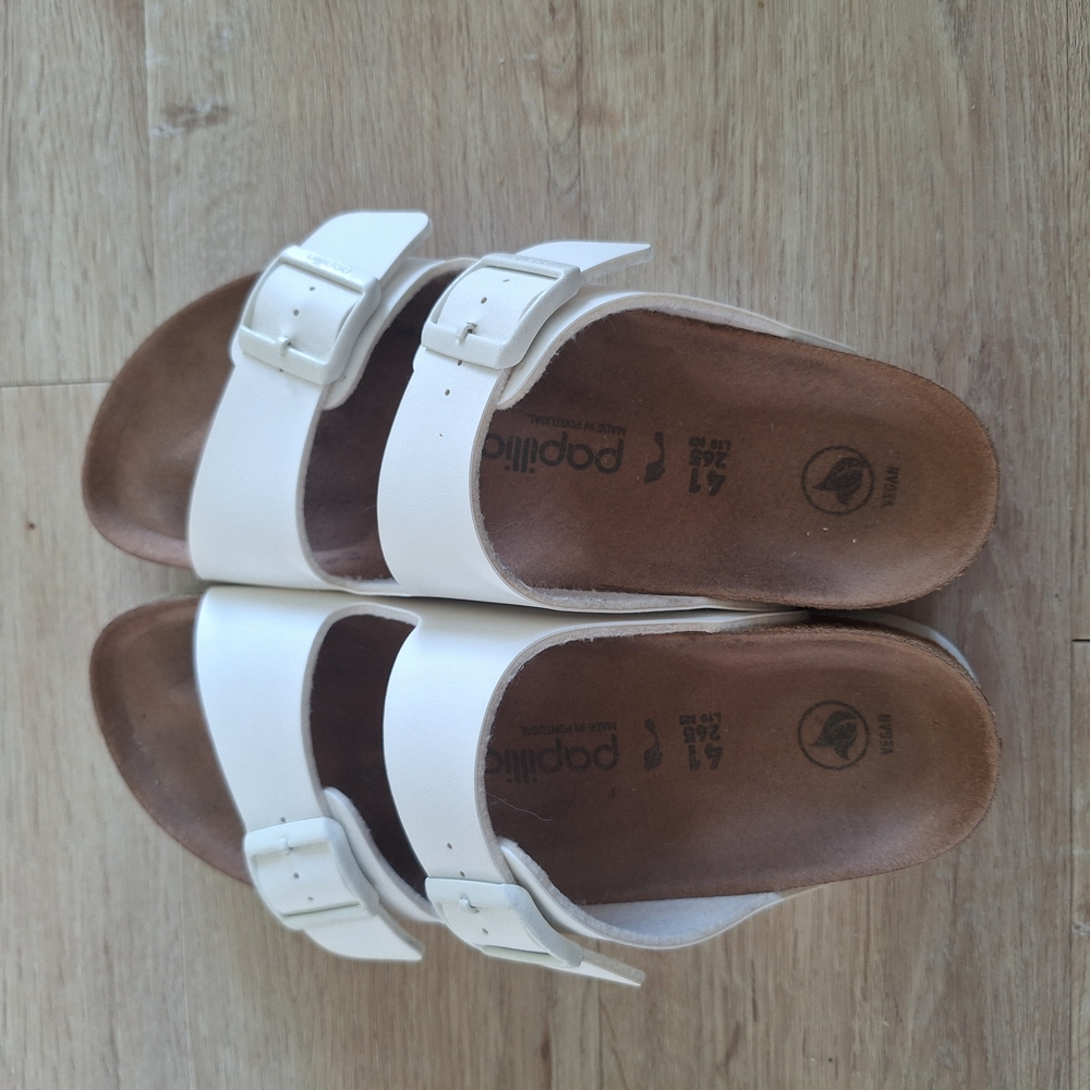 Size 10 Papillio By Birkenstock White Sandals w/ Contoured Footbed